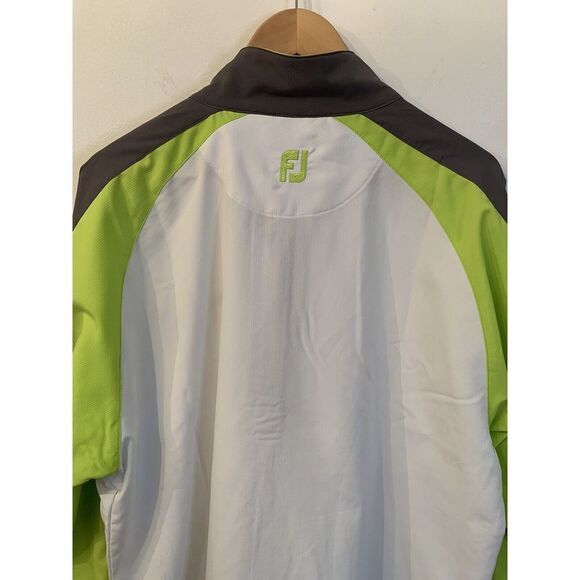 Footjoy 1/4 Zip Jacket White Green Men's Large Long Sleeve Golf Rain Jacket - Picture 7 of 11